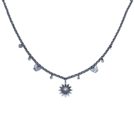 Sunflower Necklace Silver