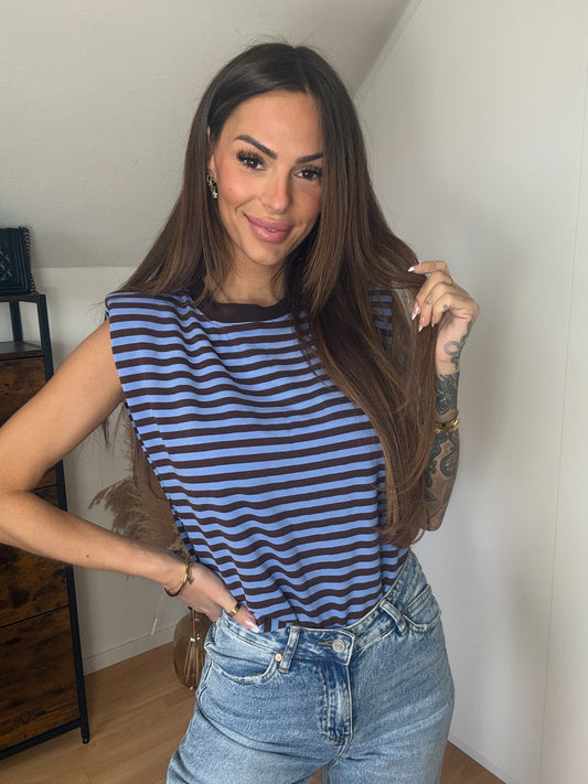 Imani Top Blue/Brown